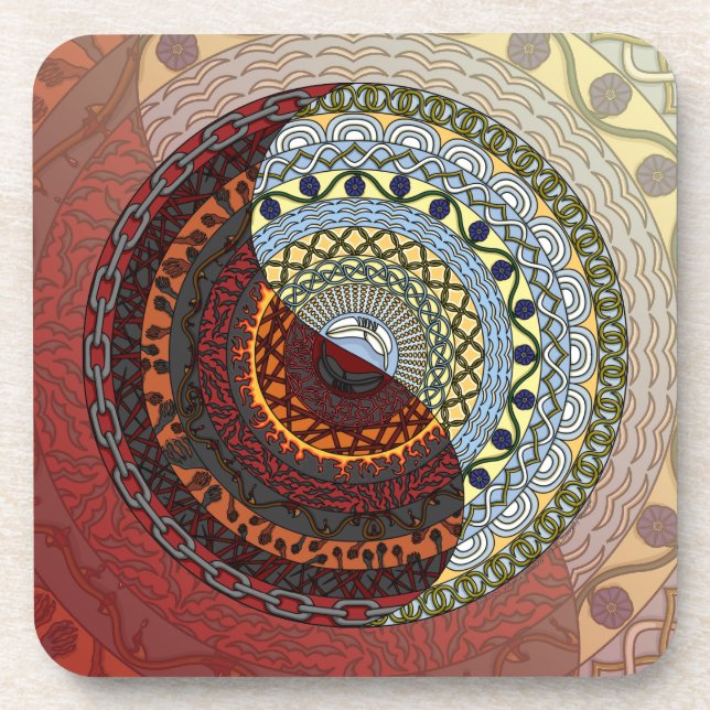 Heaven and Hell Square Coaster (Front)