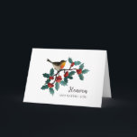 Heaven and Nature Sing Winter Bird Holly Christmas Card<br><div class="desc">Heaven and Nature Sing Winter Bird on Holly Folded Christmas Greeting Card... A sweet winter bird perches atop colourful sprigs of red holly berries on our vintage style folded Christmas greeting card with the heading "Heaven and Nature Sing" in script and classic serif typography. Inside the card, a heartfelt Christmas...</div>