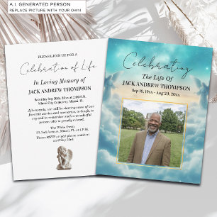 Heaven Angels Celebration Of Life Photo Invitation