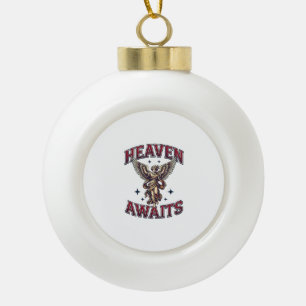 Heaven Awaits Gothic Angel Vintage Engraving Shirt Ceramic Ball Christmas Ornament
