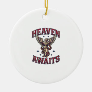 Heaven Awaits Gothic Angel Vintage Engraving Shirt Ceramic Tree Decoration