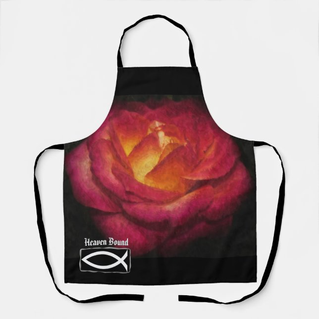 Heaven Bound Flame Red Rose Apron (Front)