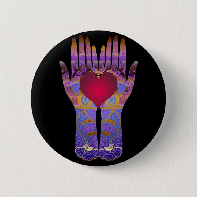 Heaven Hands Dark Button (Front)