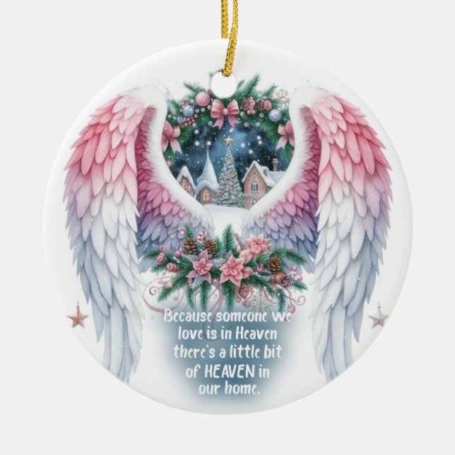 Heaven in our home Angel Wings Ceramic Tree Decoration (Front)