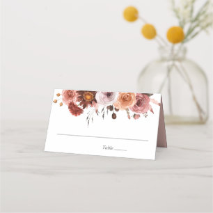 Heaven in Rose, Blush and Burgundy Floral Wedding Place Card