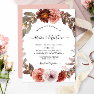 Heaven in Rose, Burgundy Blush Floral Wedding Invitation