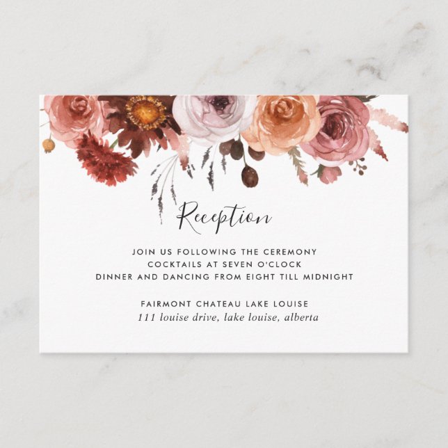 Heaven in Rose Floral Wedding Reception Enclosure Card (Front)