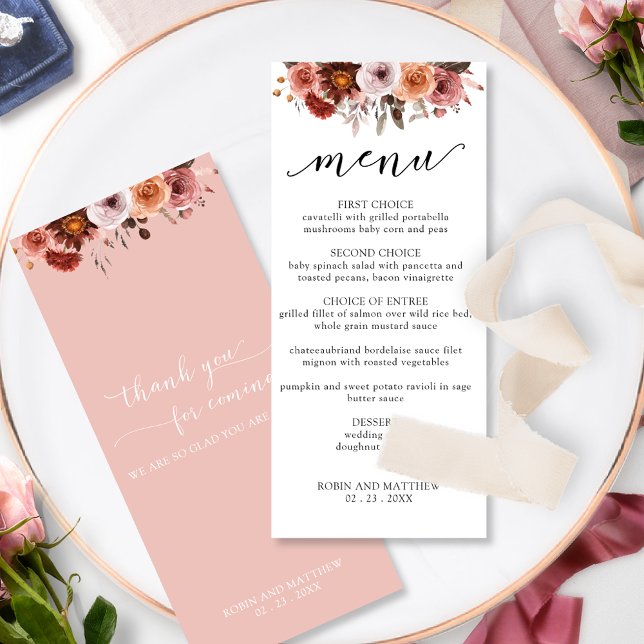 Heaven in Rose, Watercolor Floral Wedding Menu (Creator Uploaded)