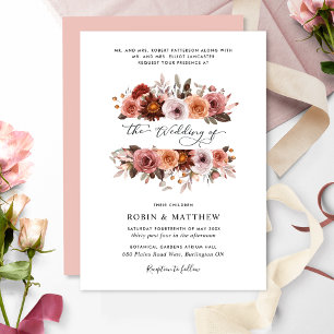 Heaven in Rose with Floral Blooms Wedding Invitation