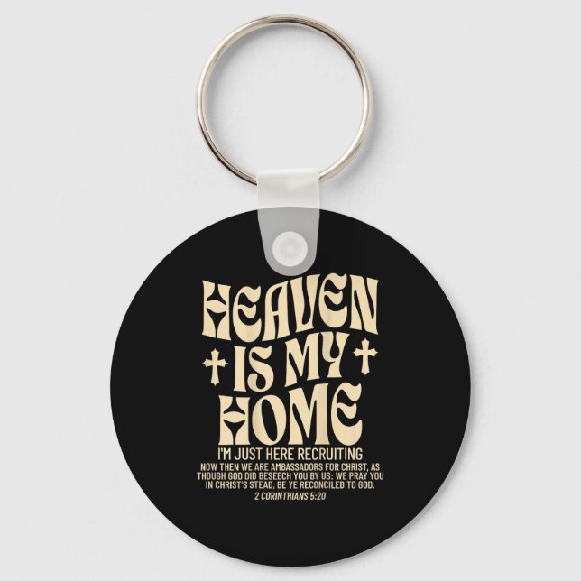 Heaven Is My Home Cross Christian Religious (on Ba Key Ring (Front)