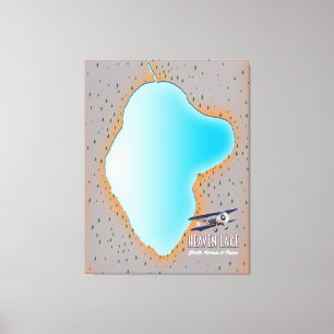 Heaven Lake North Korea & China map Canvas Print