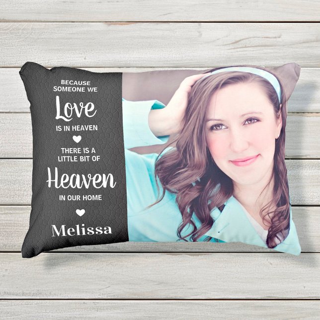 Heaven Memorial Sympathy Faux Leather Family Photo Decorative Cushion (Creator Uploaded)