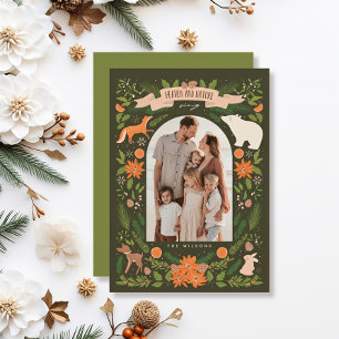 Heaven & Nature Sing Woodland Animals 2Photo Holiday Card