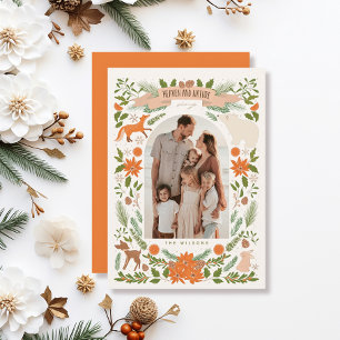 Heaven & Nature Sing Woodland Animals Cream 2Photo Holiday Card