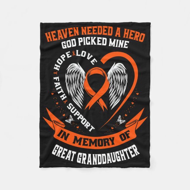 Heaven Needed A Hero God Picked Great Granddaughte Fleece Blanket (Front)