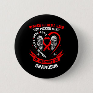 Heaven Needed A Hero God Picked My Grandson Heart  6 Cm Round Badge