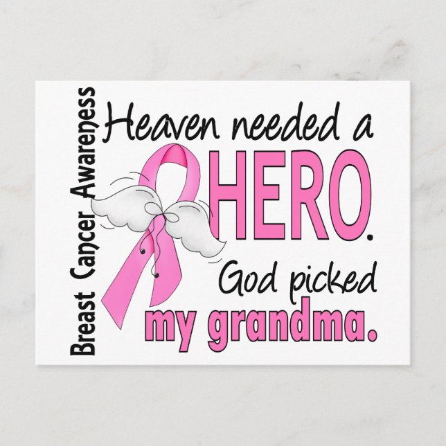 Heaven Needed A Hero Grandma Breast Cancer Postcard (Front)