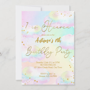 Heaven pastel rainbow clouds birthday invitation