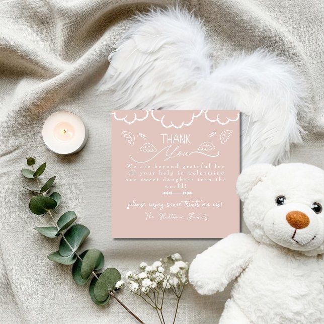 Heaven Pink baby Labor & Delivery NICU Hospital  Thank You Card (Heaven Pink baby Labor & Delivery NICU Hospital Thank You Card)