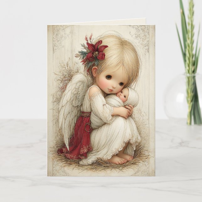 Heaven’s Tender Watch – The Angel and the Child Holiday Card (Front)