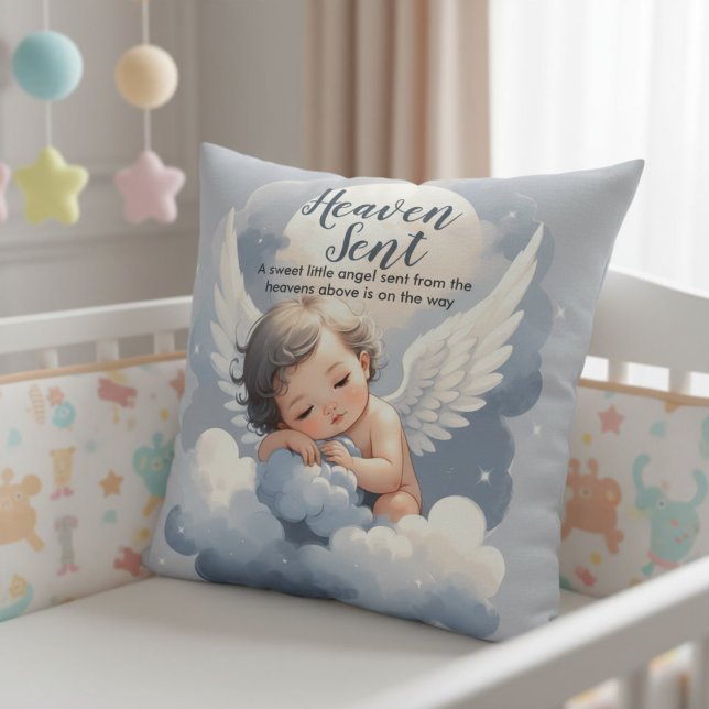 Heaven Sent Angel Baby In Clouds Baby Shower Cushion (Creator Uploaded)