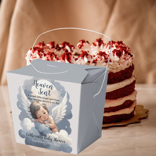 Heaven Sent Angel Baby In Clouds Baby Shower Favour Box (Creator Uploaded)
