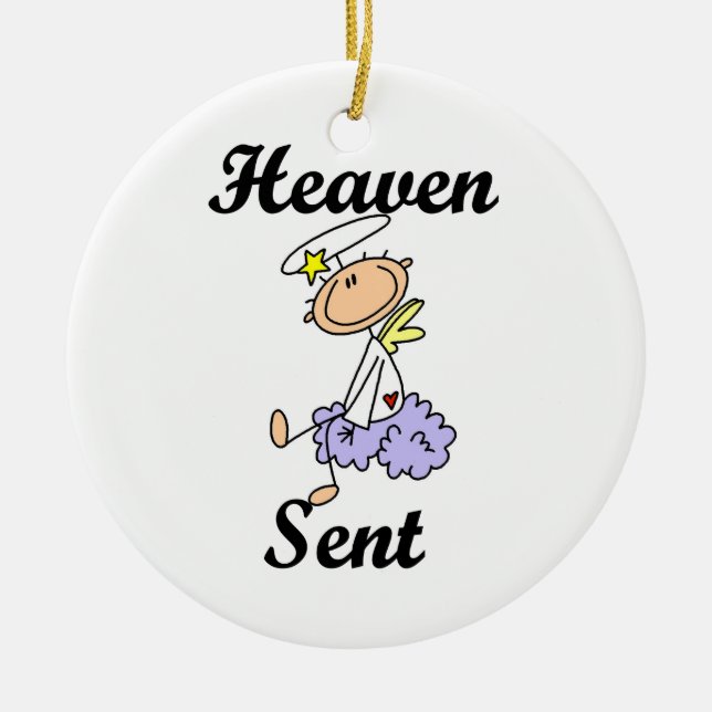 Heaven Sent Angel T-shirts and Gifts Ceramic Tree Decoration (Front)