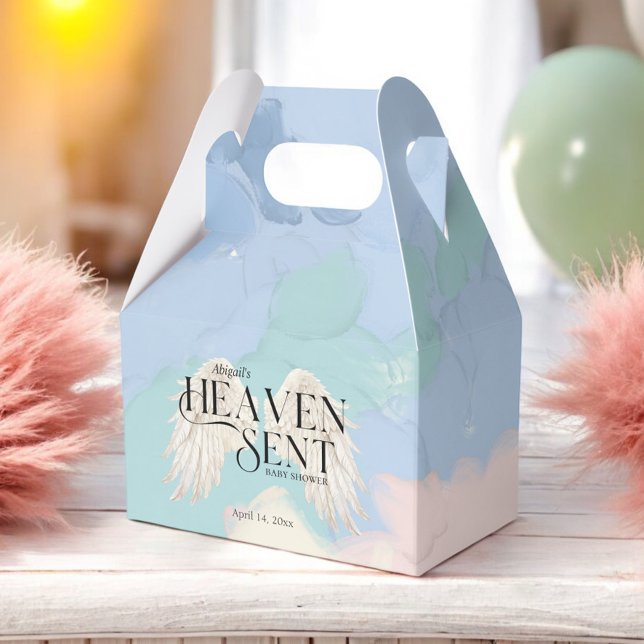 Heaven Sent Angel Wings Pastel Baby Shower Favour Box (Creator Uploaded)