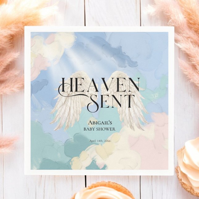 Heaven Sent Angel Wings Pastel Baby Shower         Napkin (Creator Uploaded)