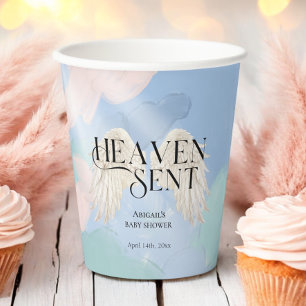Heaven Sent Angel Wings Pastel Baby Shower         Paper Cups