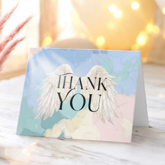 Heaven Sent Angel Wings Pastel Baby Shower  Thank You Card