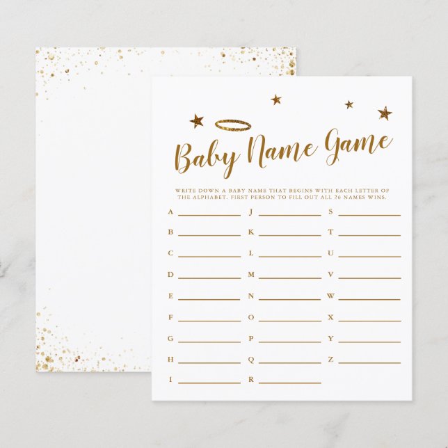 Heaven Sent Baby Name Shower Game  (Front/Back)