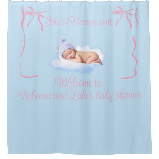 Heaven Sent Baby Shower Backdrop Curtain (Front)