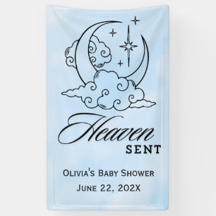 Heaven Sent Baby Shower Blue Moon Stars Banner