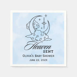 Heaven Sent Baby Shower Blue Moon Stars Napkin