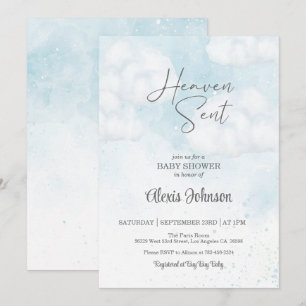 Heaven Sent Baby Shower (Boy) Invitation