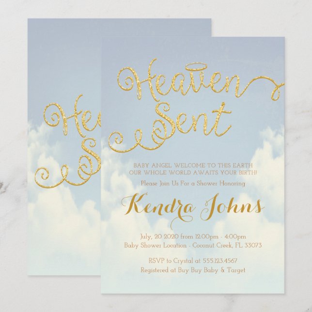 Heaven Sent Baby Shower invitation (Front/Back)