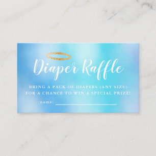 Heaven Sent Blue Baby Shower Diaper Raffle Ticket Enclosure Card