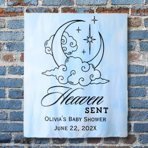 Heaven Sent Blue Moon Stars Baby Shower Tapestry