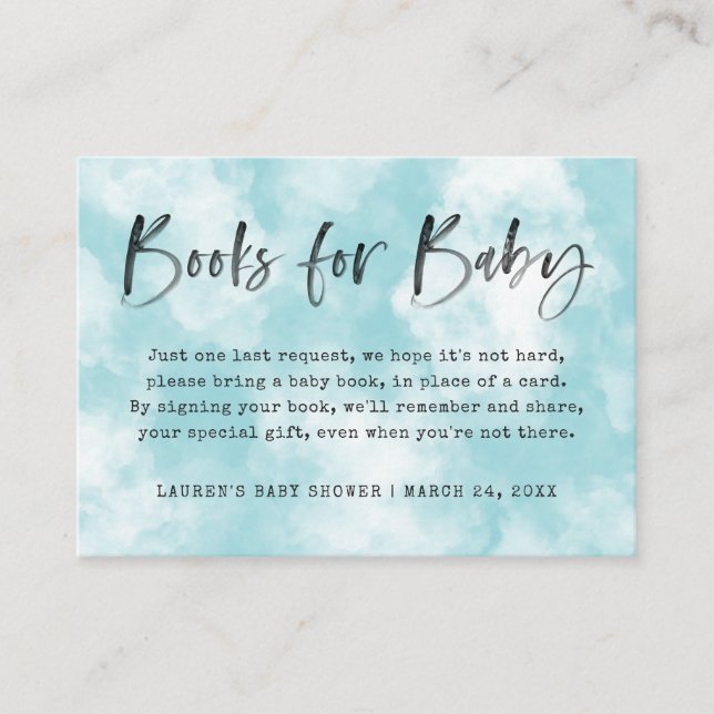 Heaven Sent Book Request | Baby Shower | Blue Enclosure Card (Front)
