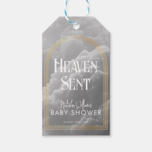 Heaven Sent Clouds Golden Neutral Baby Shower  Gift Tags