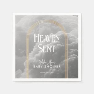 Heaven Sent Clouds Golden Neutral Baby Shower Napkin