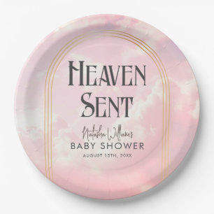 Heaven Sent Clouds Sky Boho Arch Baby Shower Paper Plate