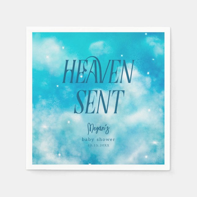 Heaven Sent Dreamy Boy Baby Shower Napkins (Front)