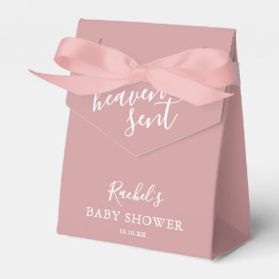 Heaven Sent Dusty Rose Pink Girl Baby Shower Favour Box