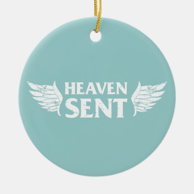 Heaven Sent Memorial Ornament in Blue (Front)