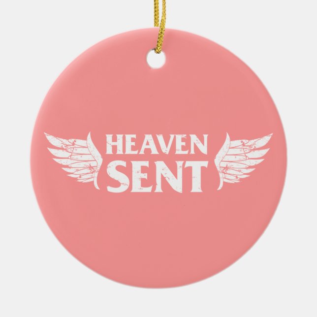 Heaven Sent Memorial Ornament in Pink (Front)