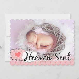 Heaven Sent Photo Adjustable Birth Announcement