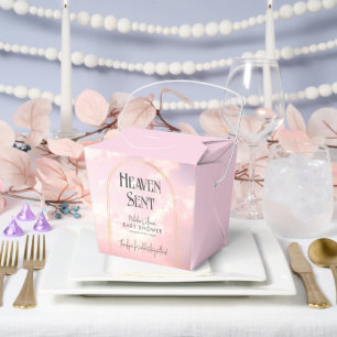 Heaven Sent Pink Clouds Celestial Baby Shower Favour Box