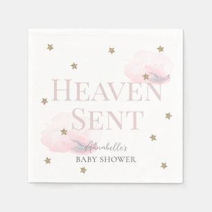 Heaven Sent Pink Girl Baby Shower Napkin